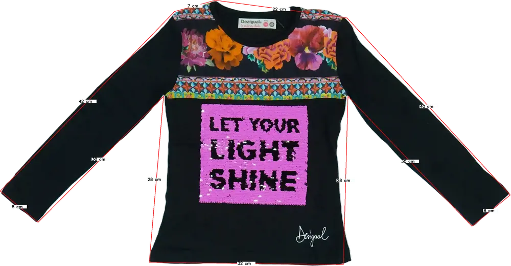 Fekete Desigual Hosszú ujjú felső EU 104 / UK 4 év / US 4T/XS