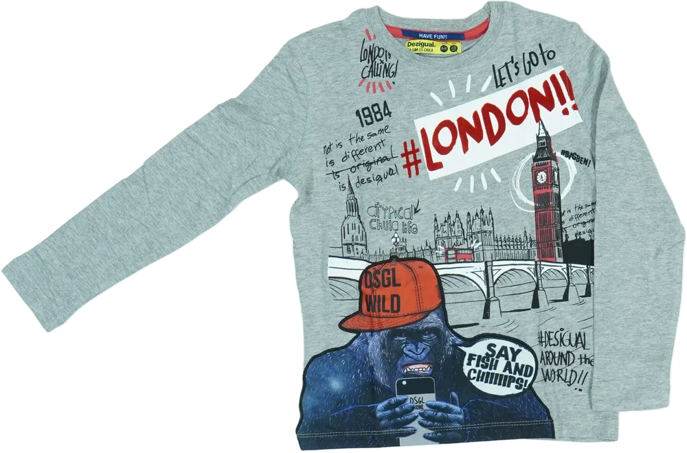 Szürke Desigual Hosszú ujjú felső EU 116 / UK 6 év / US 6 év/S