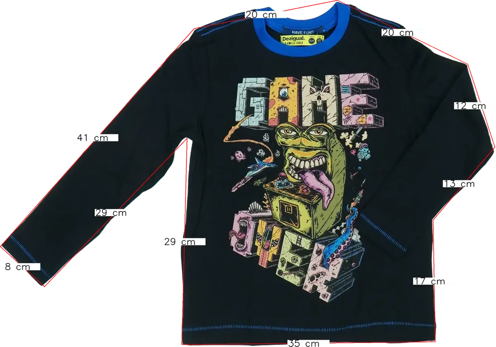 Fekete Desigual Hosszú ujjú felső EU 116 / UK 6 év / US 6 év/S