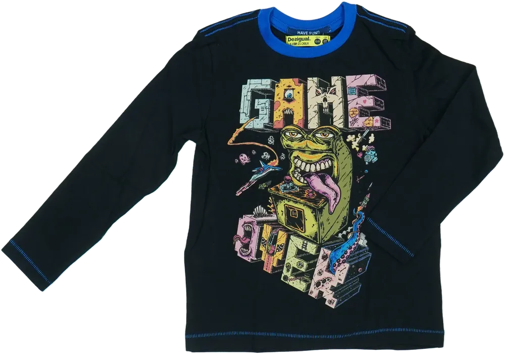 Fekete Desigual Hosszú ujjú felső EU 116 / UK 6 év / US 6 év/S