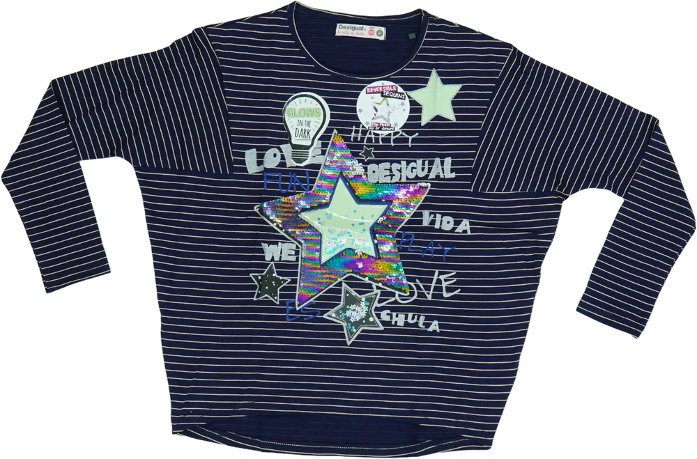 Fekete Desigual Hosszú ujjú felső EU 104 / UK 4 év / US 4T/XS