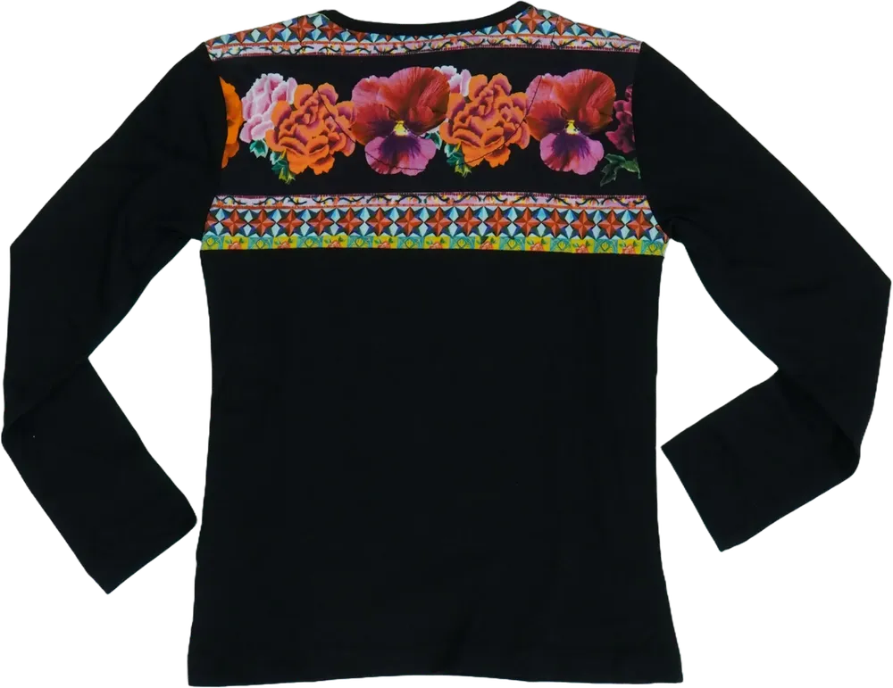 Fekete Desigual Hosszú ujjú felső EU 116 / UK 6 év / US 6 év/S