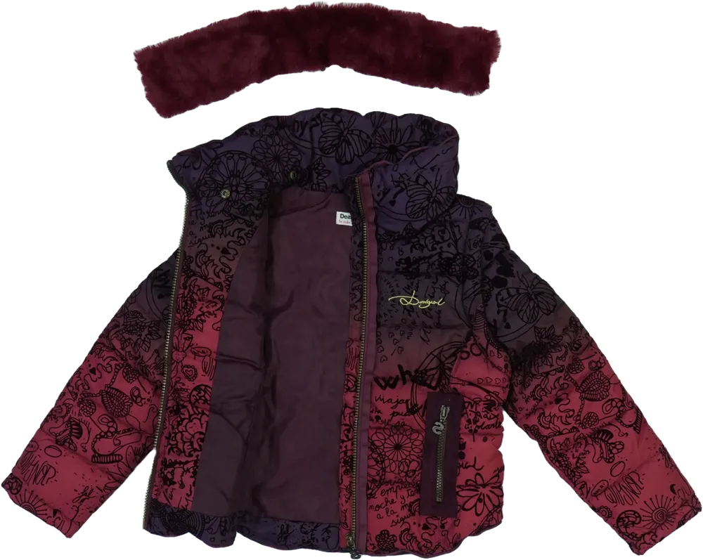 Bordó Desigual Télikabát EU 128 / UK 8 év / US 8 év/M