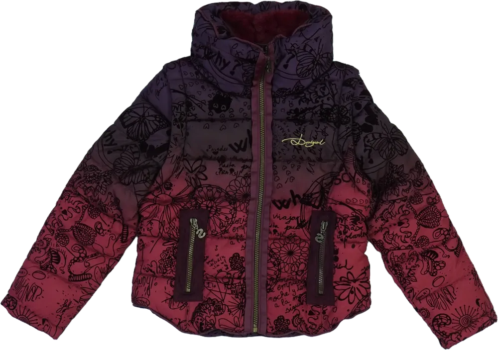 Bordó Desigual Télikabát EU 128 / UK 8 év / US 8 év/M