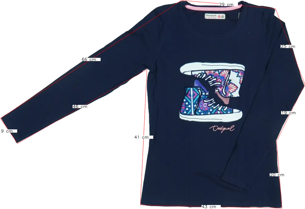 Kék Desigual Hosszú ujjú felső EU 164 / UK 14 év / US 14 év/XL