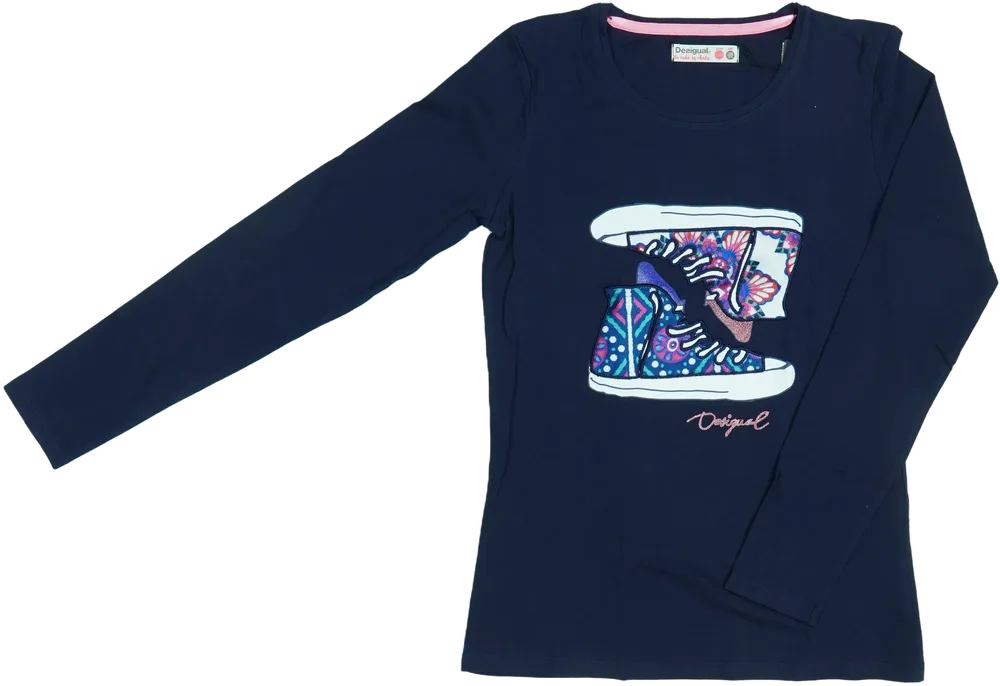 Kék Desigual Hosszú ujjú felső EU 164 / UK 14 év / US 14 év/XL