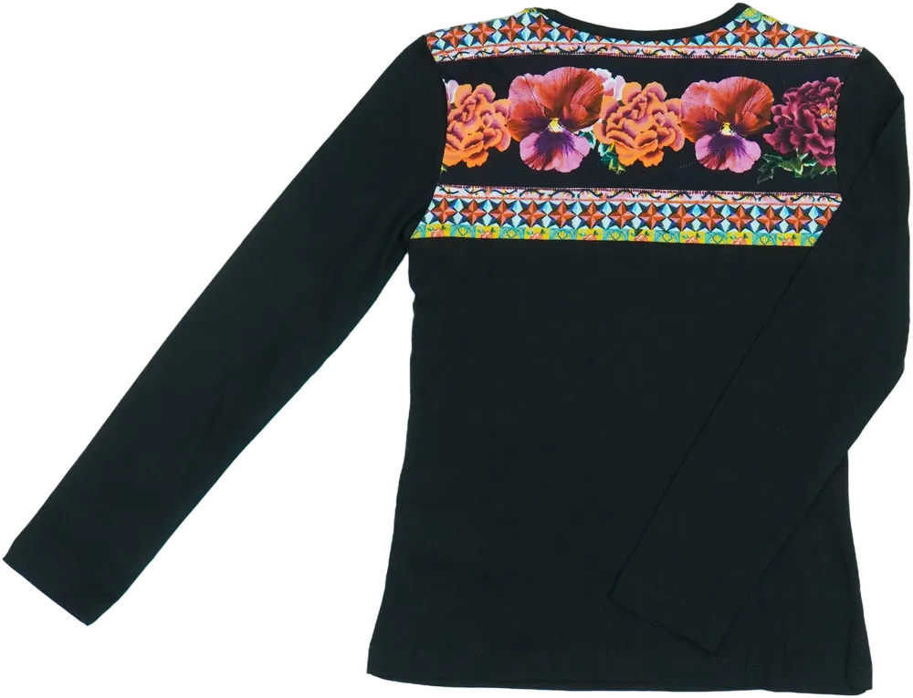 Fekete Desigual Hosszú ujjú felső EU 128 / UK 8 év / US 8 év/M