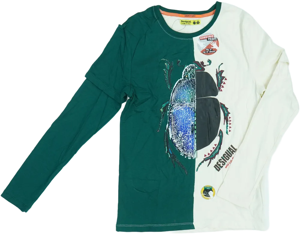 Zöld Desigual Hosszú ujjú felső EU 164 / UK 14 év / US 14 év/XL