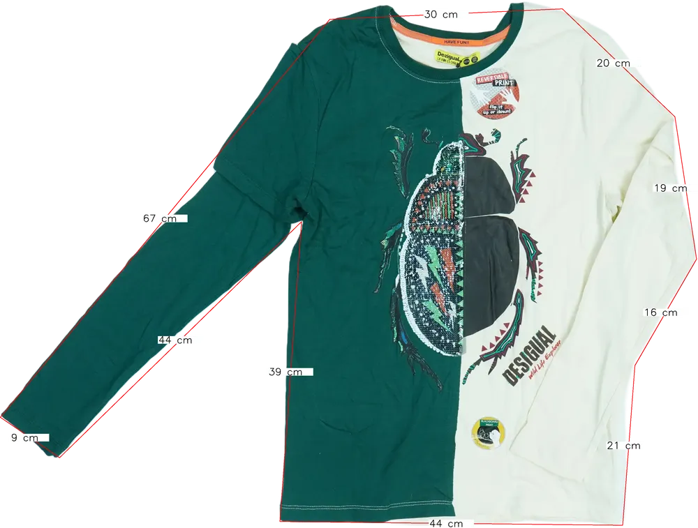 Zöld Desigual Hosszú ujjú felső EU 164 / UK 14 év / US 14 év/XL