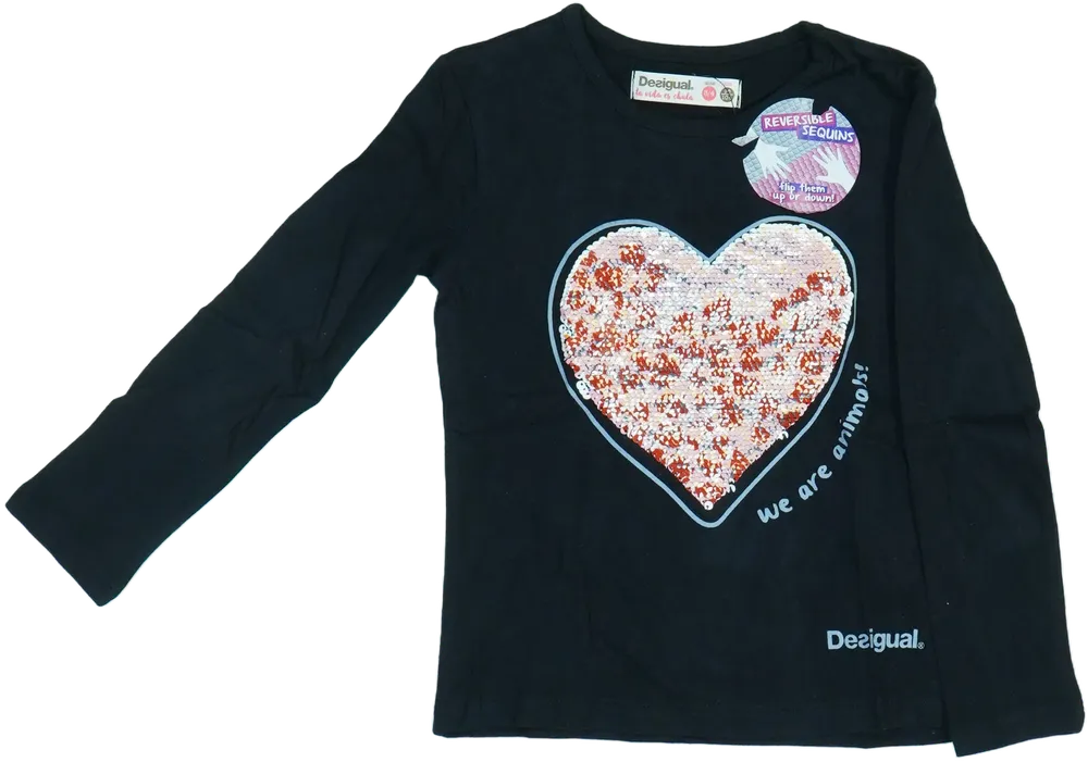 Fekete Desigual Hosszú ujjú felső EU 104 / UK 4 év / US 4T/XS