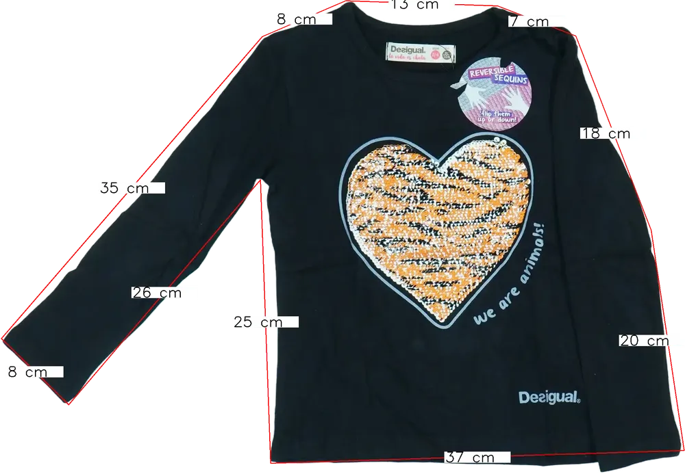 Fekete Desigual Hosszú ujjú felső EU 104 / UK 4 év / US 4T/XS