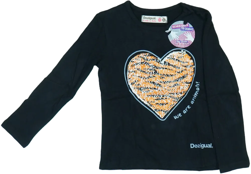 Fekete Desigual Hosszú ujjú felső EU 104 / UK 4 év / US 4T/XS
