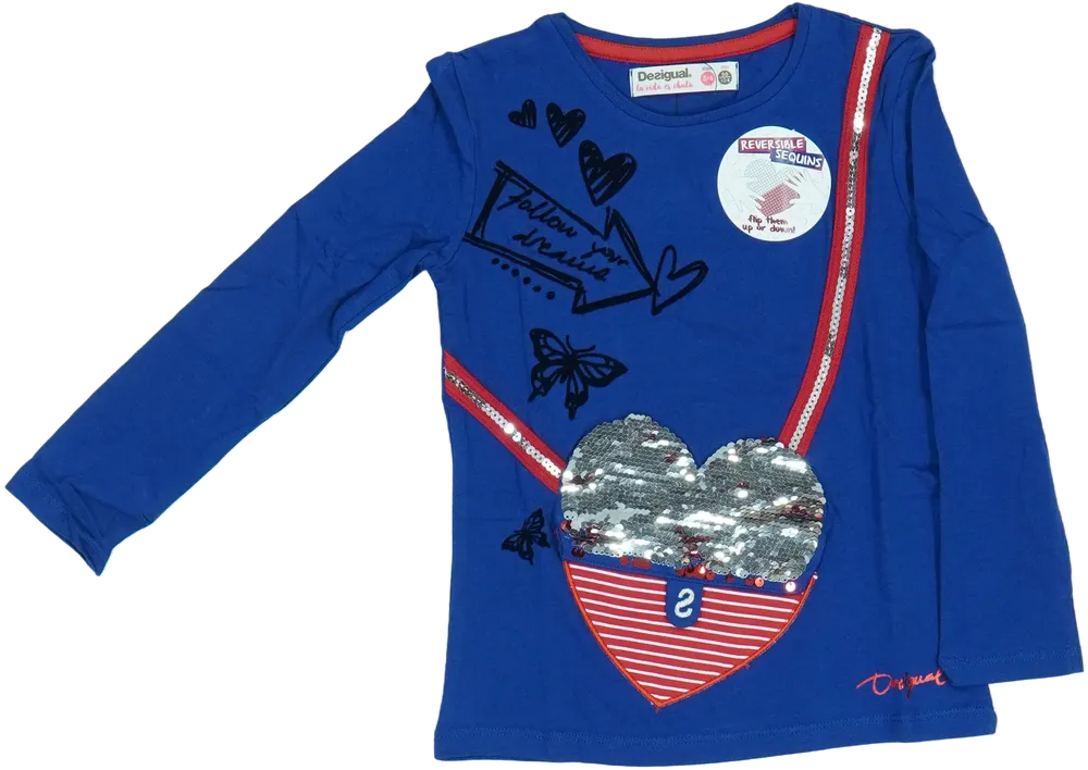 Kék Desigual Hosszú ujjú felső EU 104 / UK 4 év / US 4T/XS