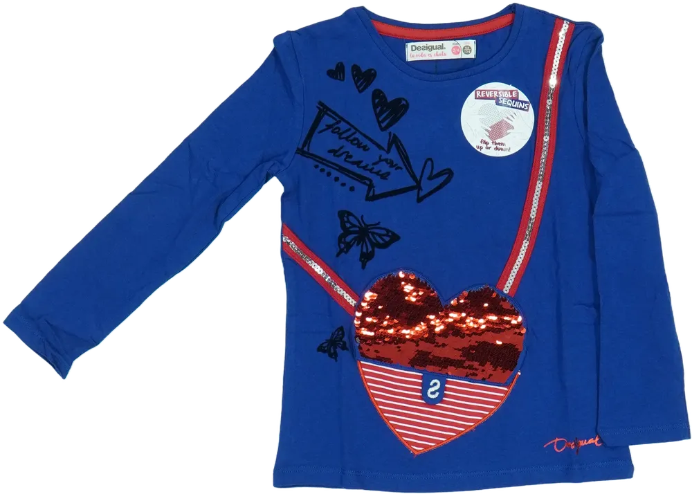 Kék Desigual Hosszú ujjú felső EU 104 / UK 4 év / US 4T/XS