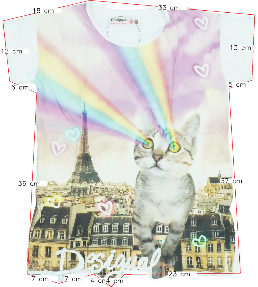 Többszínű Desigual Póló EU 140 / UK 10 év / US 10 év/L