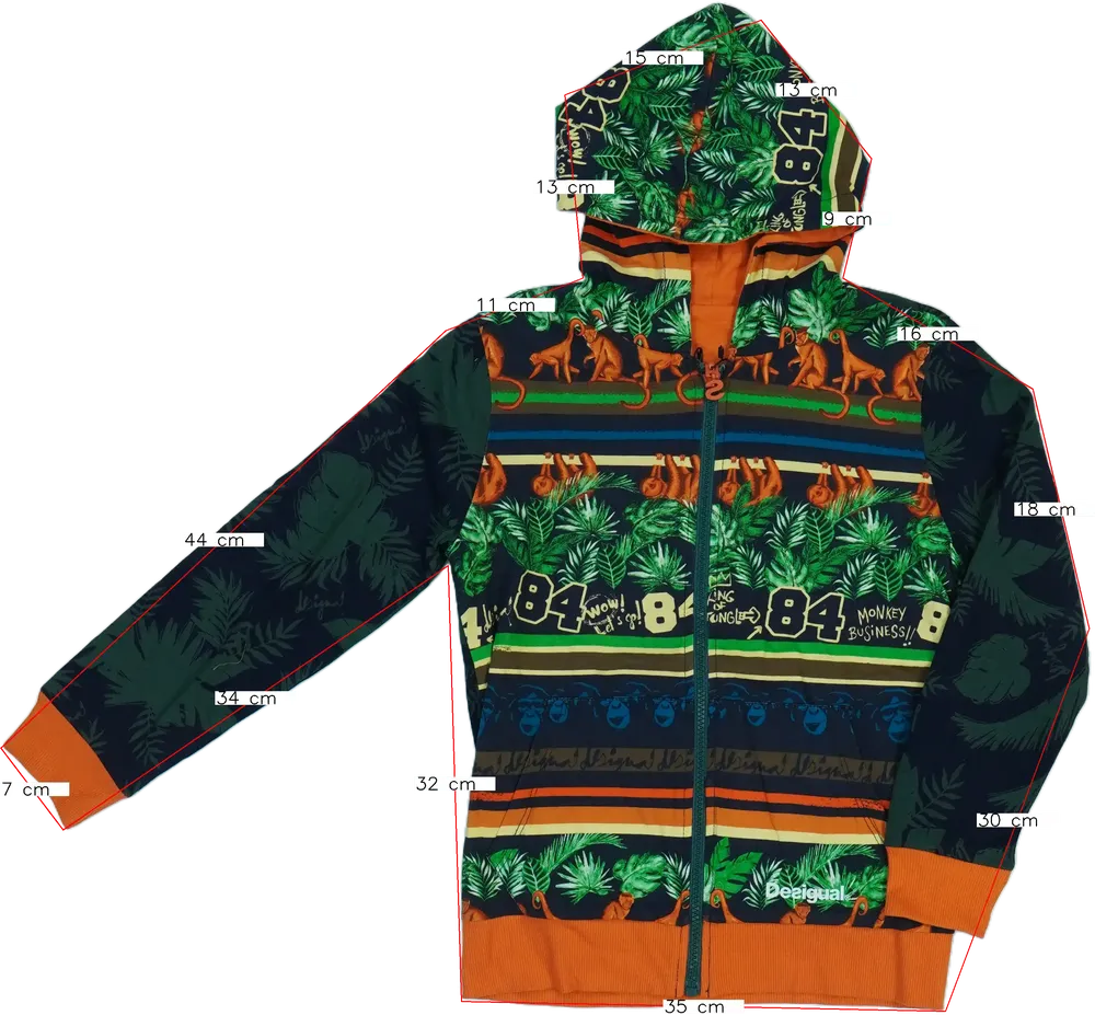 Zöld Desigual Kapucnis pulóver EU 128 / UK 8 év / US 8 év/M