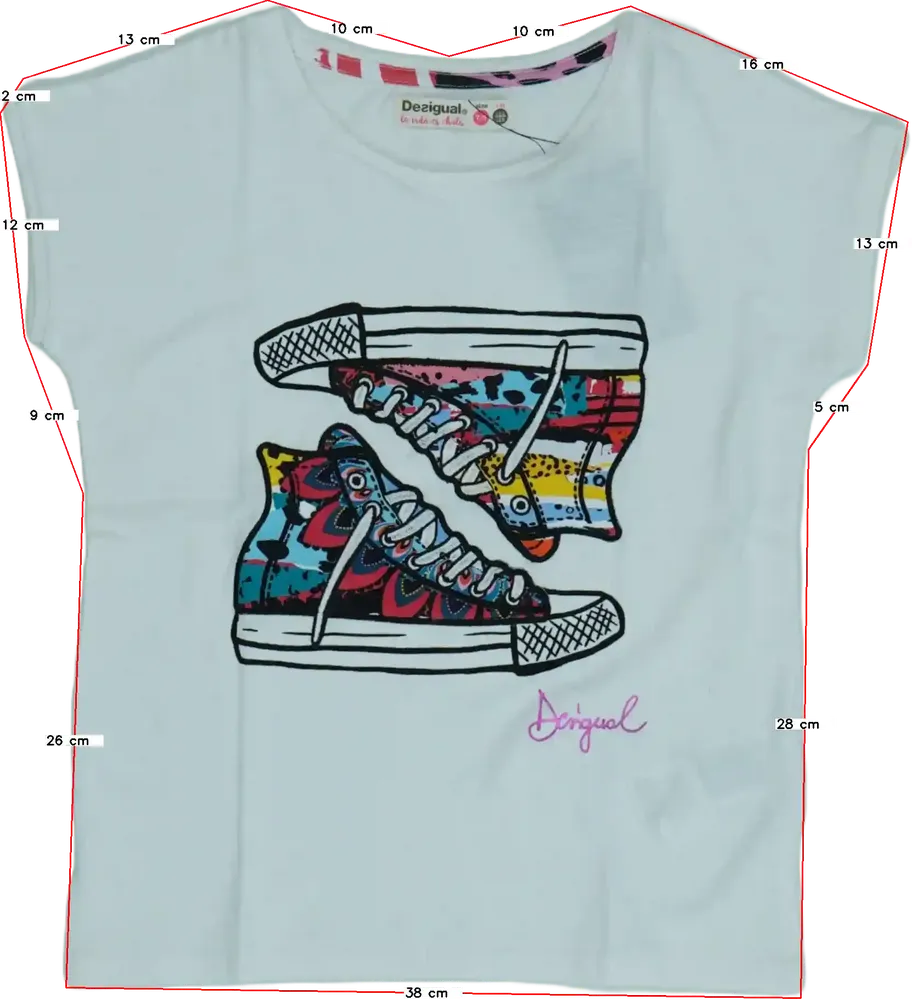 Fehér Desigual Póló EU 128 / UK 8 év / US 8 év/M