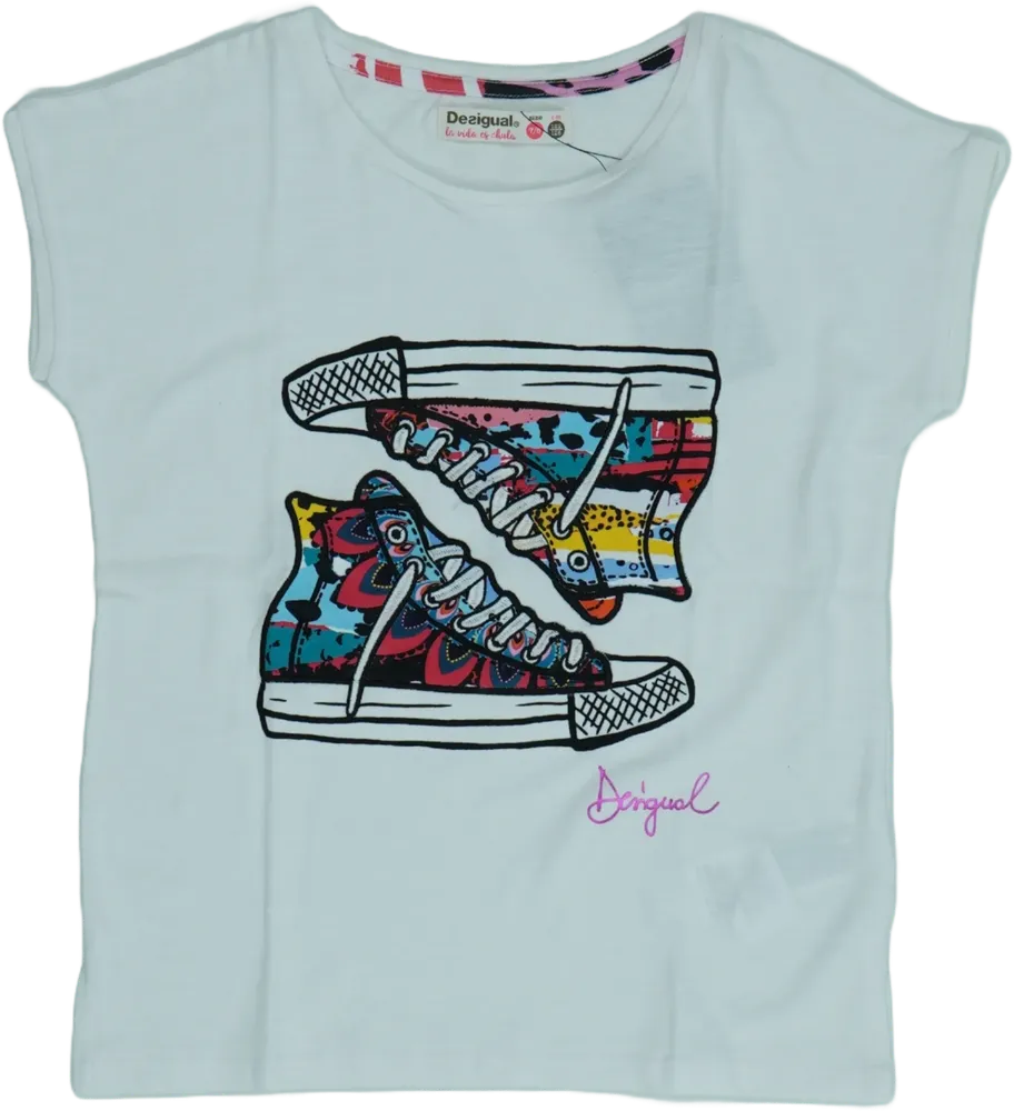 Fehér Desigual Póló EU 128 / UK 8 év / US 8 év/M