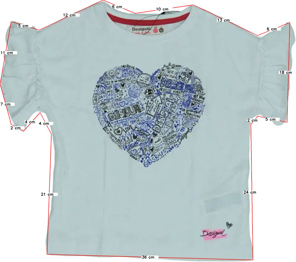 Fehér Desigual Póló EU 116 / UK 6 év / US 6 év/S