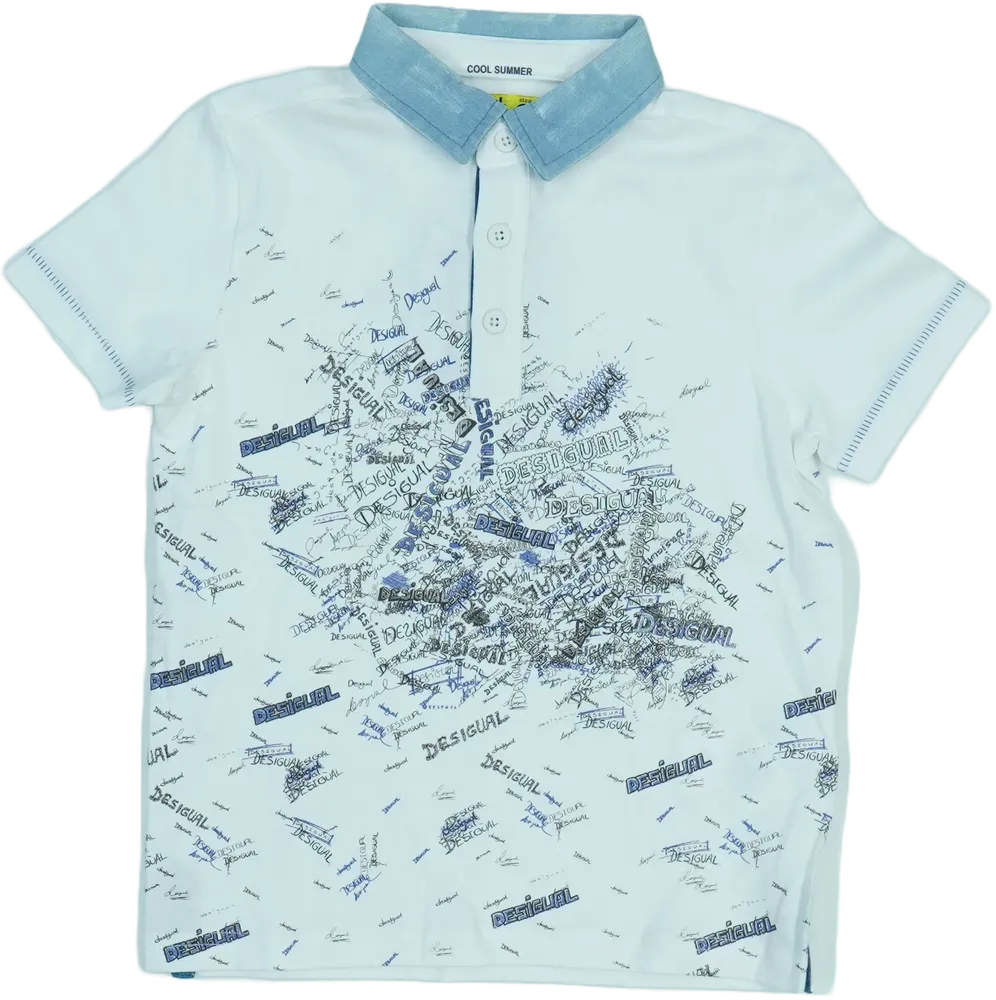 Fehér Desigual Galléros póló EU 116 / UK 6 év / US 6 év/S