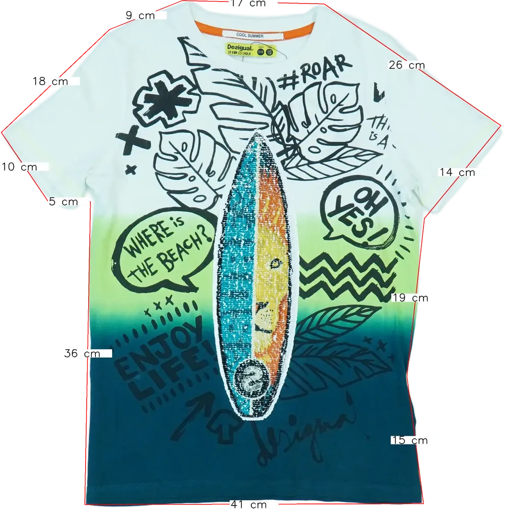 Fehér Desigual Póló EU 116 / UK 6 év / US 6 év/S