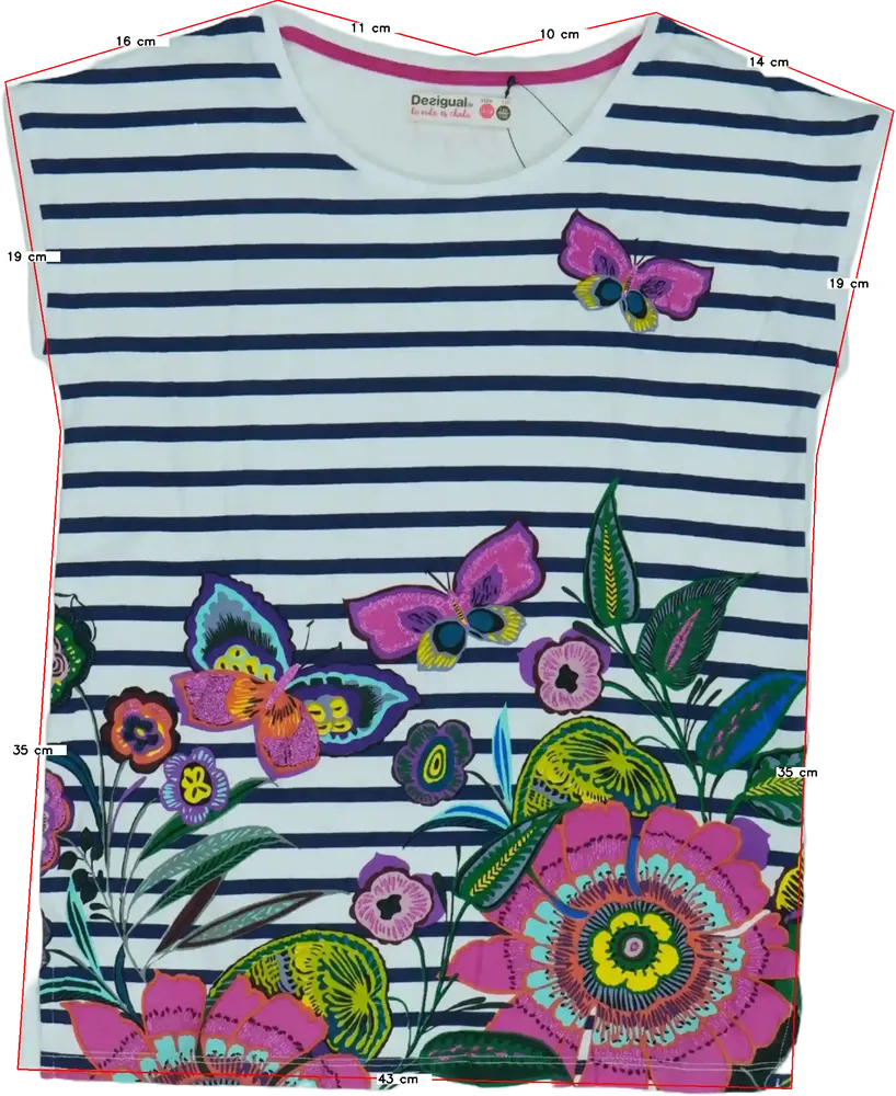 Fehér Desigual Póló EU 152 / UK 12 év / US 12 év/L