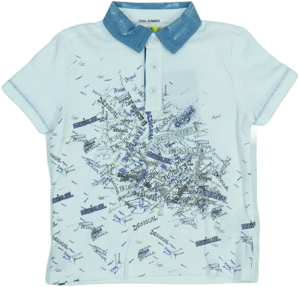 Fehér Desigual Galléros póló EU 104 / UK 4 év / US 4T/XS