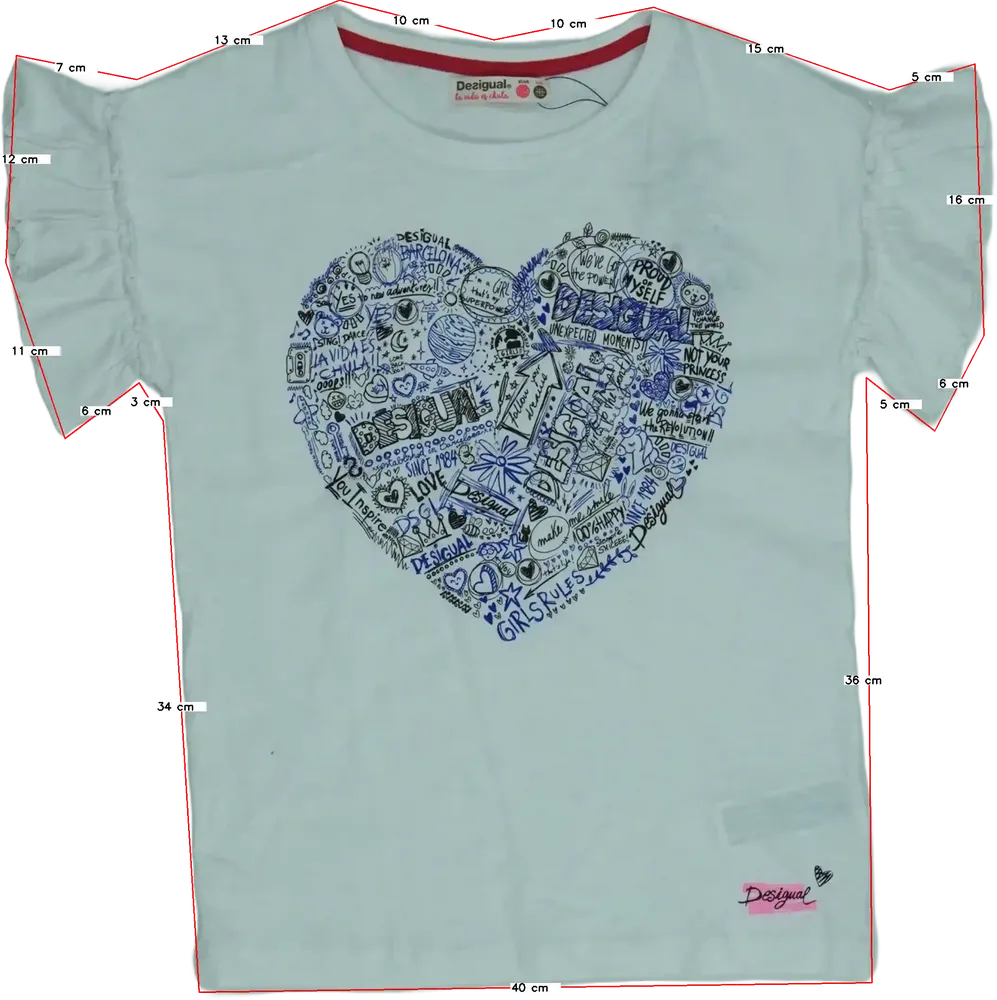 Fehér Desigual Póló EU 152 / UK 12 év / US 12 év/L