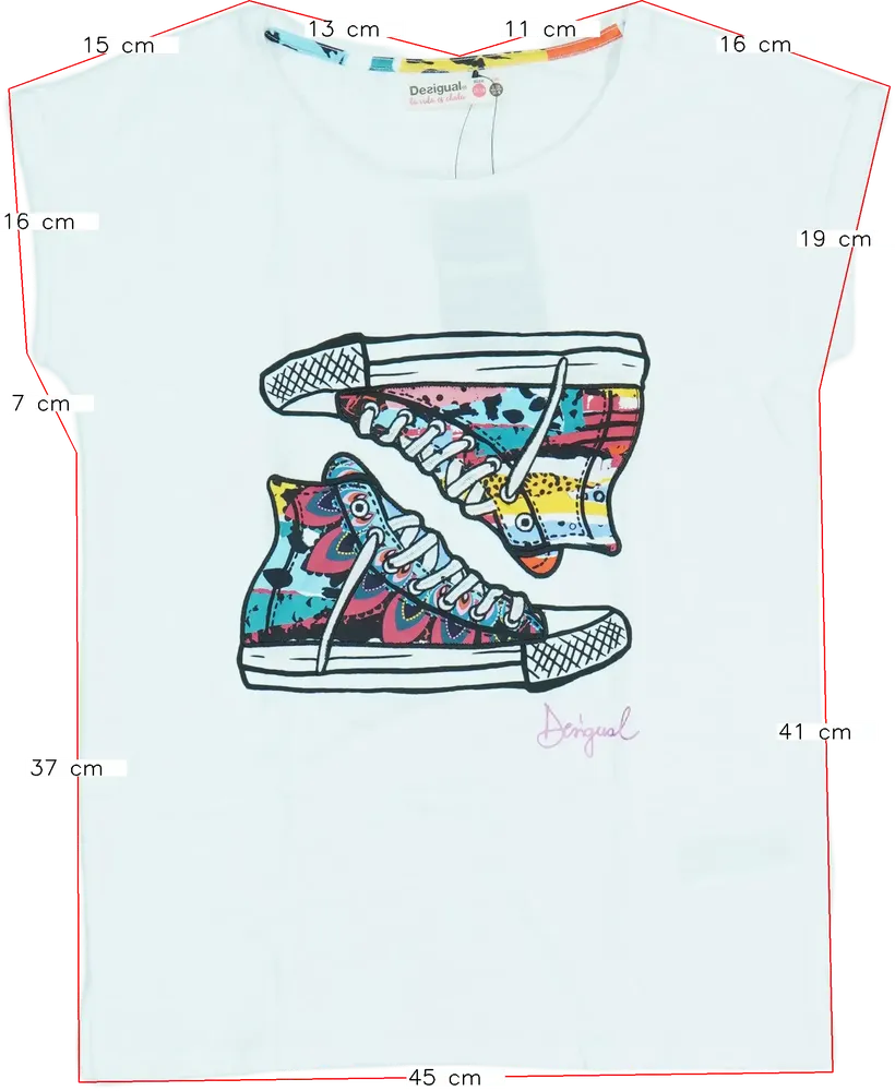 Fehér Desigual Póló EU 164 / UK 14 év / US 14 év/XL