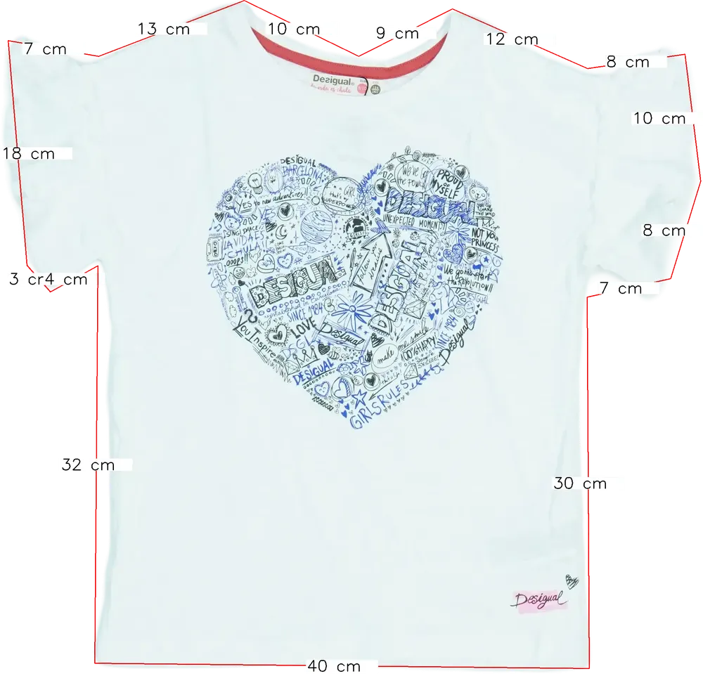 Fehér Desigual Póló EU 140 / UK 10 év / US 10 év/L