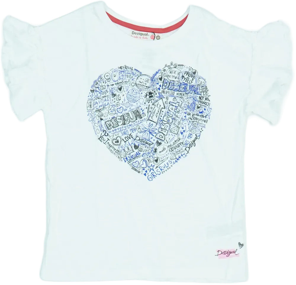 Fehér Desigual Póló EU 140 / UK 10 év / US 10 év/L