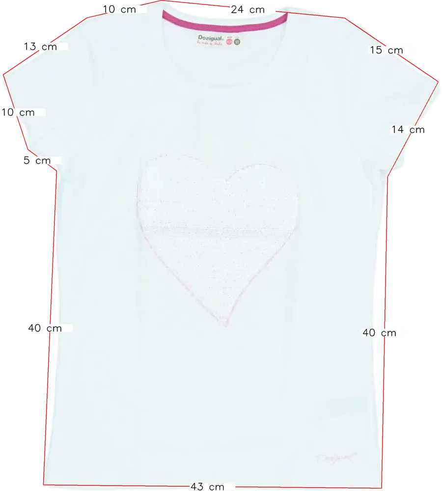 Fehér Desigual Póló EU 164 / UK 14 év / US 14 év/XL