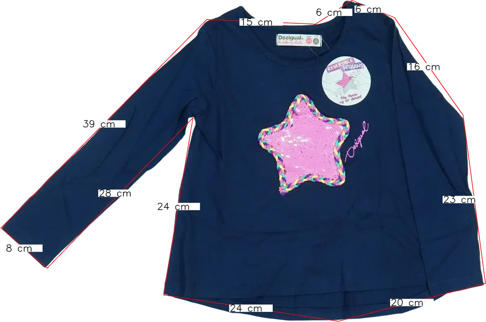 Kék Desigual Hosszú ujjú felső EU 104 / UK 4 év / US 4T/XS