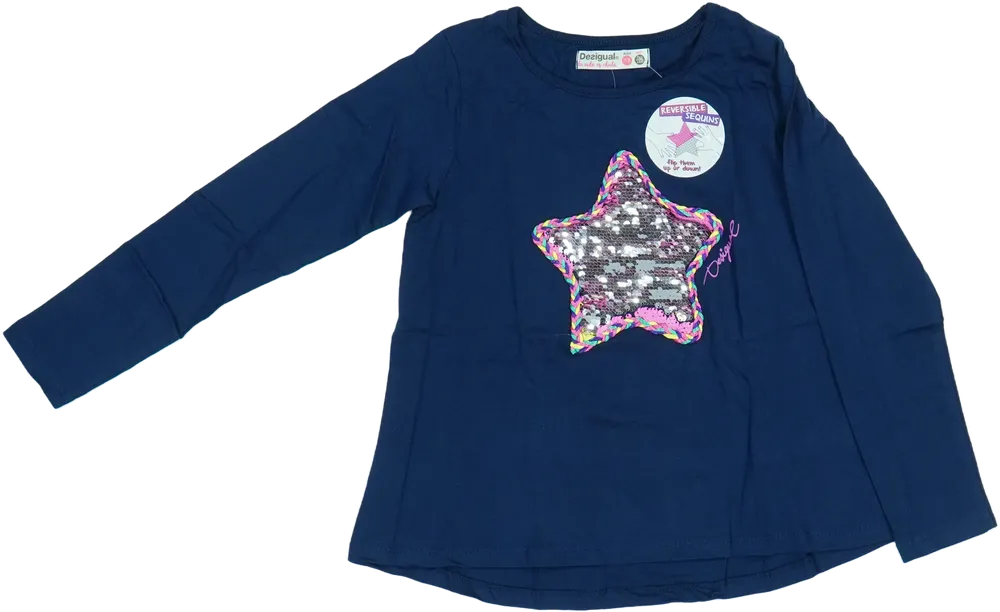 Kék Desigual Hosszú ujjú felső EU 128 / UK 8 év / US 8 év/M
