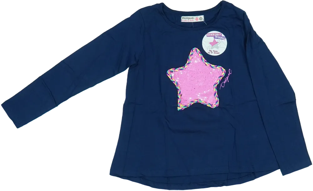 Kék Desigual Hosszú ujjú felső EU 128 / UK 8 év / US 8 év/M