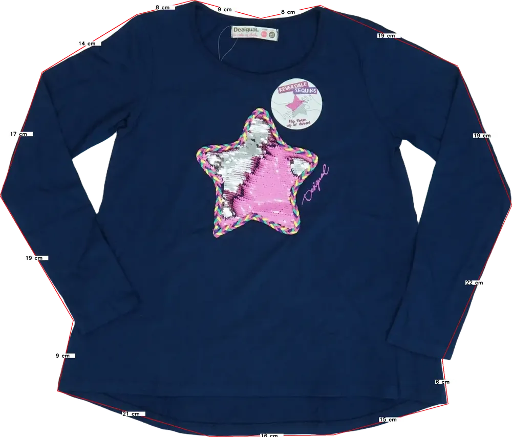 Kék Desigual Hosszú ujjú felső EU 140 / UK 10 év / US 10 év/L