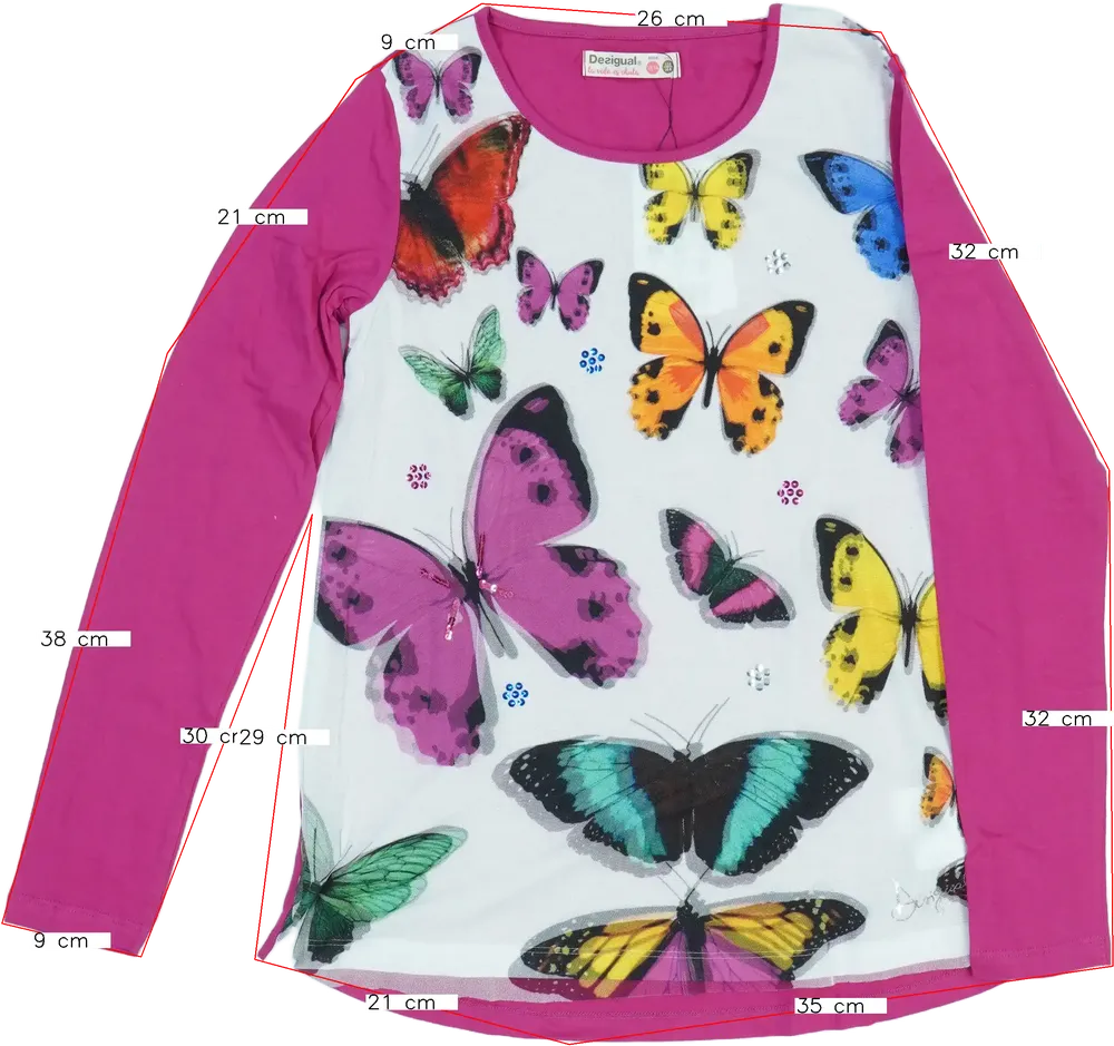 Rózsaszín Desigual Hosszú ujjú felső EU 164 / UK 14 év / US 14 év/XL