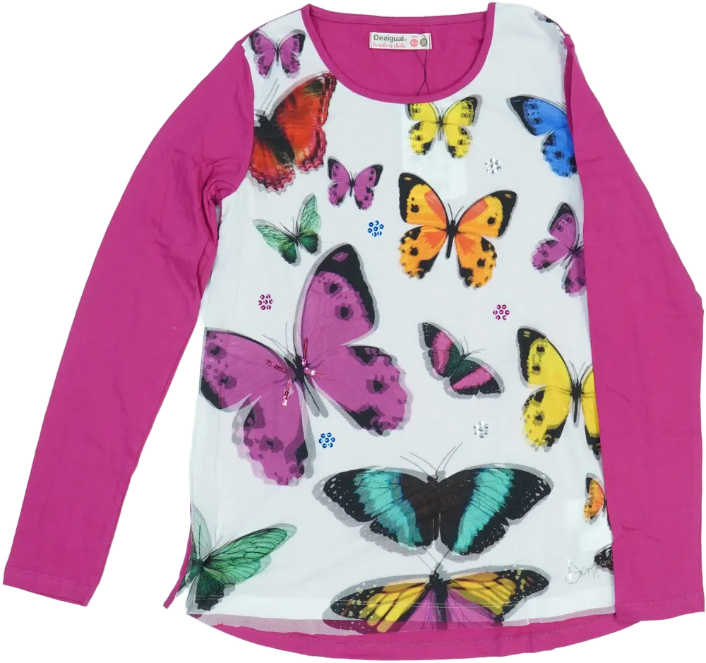 Rózsaszín Desigual Hosszú ujjú felső EU 164 / UK 14 év / US 14 év/XL