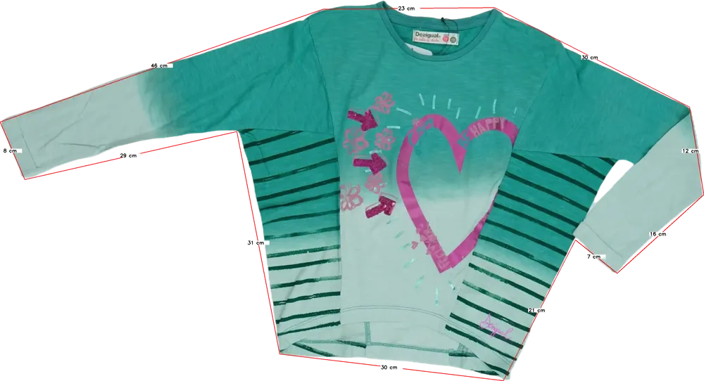 Zöld Desigual Hosszú ujjú felső EU 128 / UK 8 év / US 8 év/M