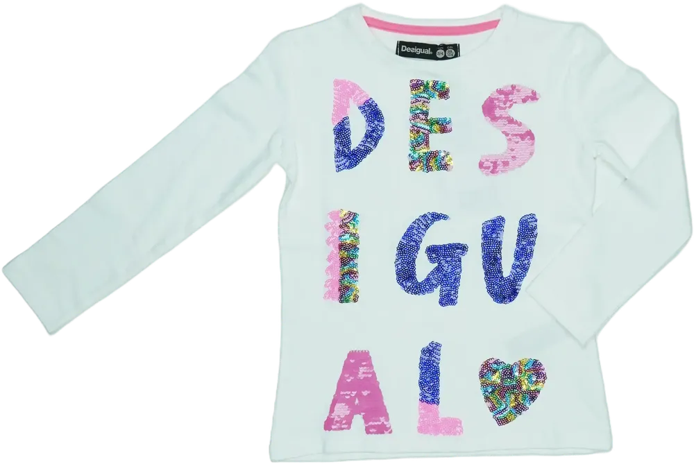 Fehér Desigual Hosszú ujjú felső EU 104 / UK 4 év / US 4T/XS