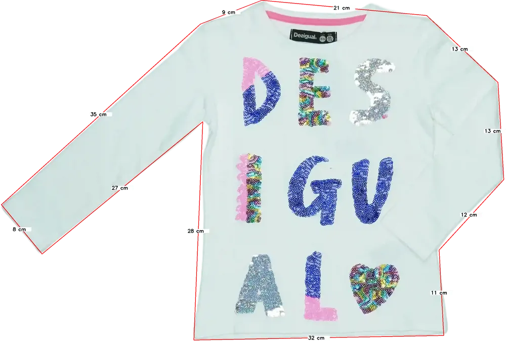 Fehér Desigual Hosszú ujjú felső EU 104 / UK 4 év / US 4T/XS