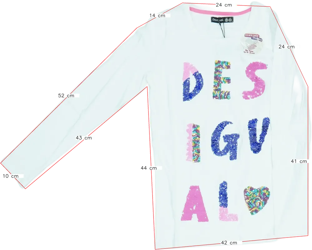 Fehér Desigual Hosszú ujjú felső EU 164 / UK 14 év / US 14 év/XL
