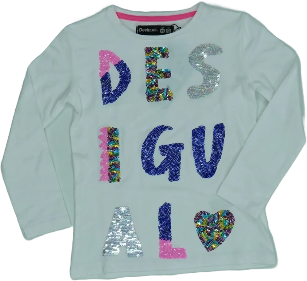 Fehér Desigual Hosszú ujjú felső EU 152 / UK 12 év / US 12 év/L
