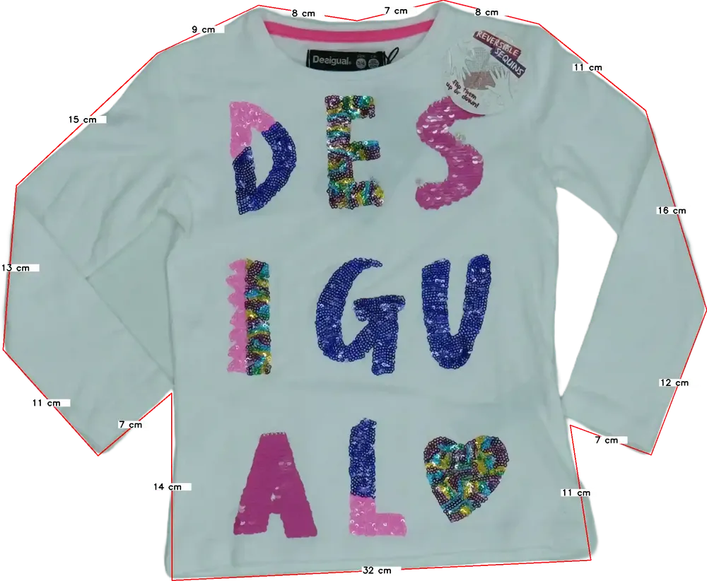 Fehér Desigual Hosszú ujjú felső EU 152 / UK 12 év / US 12 év/L