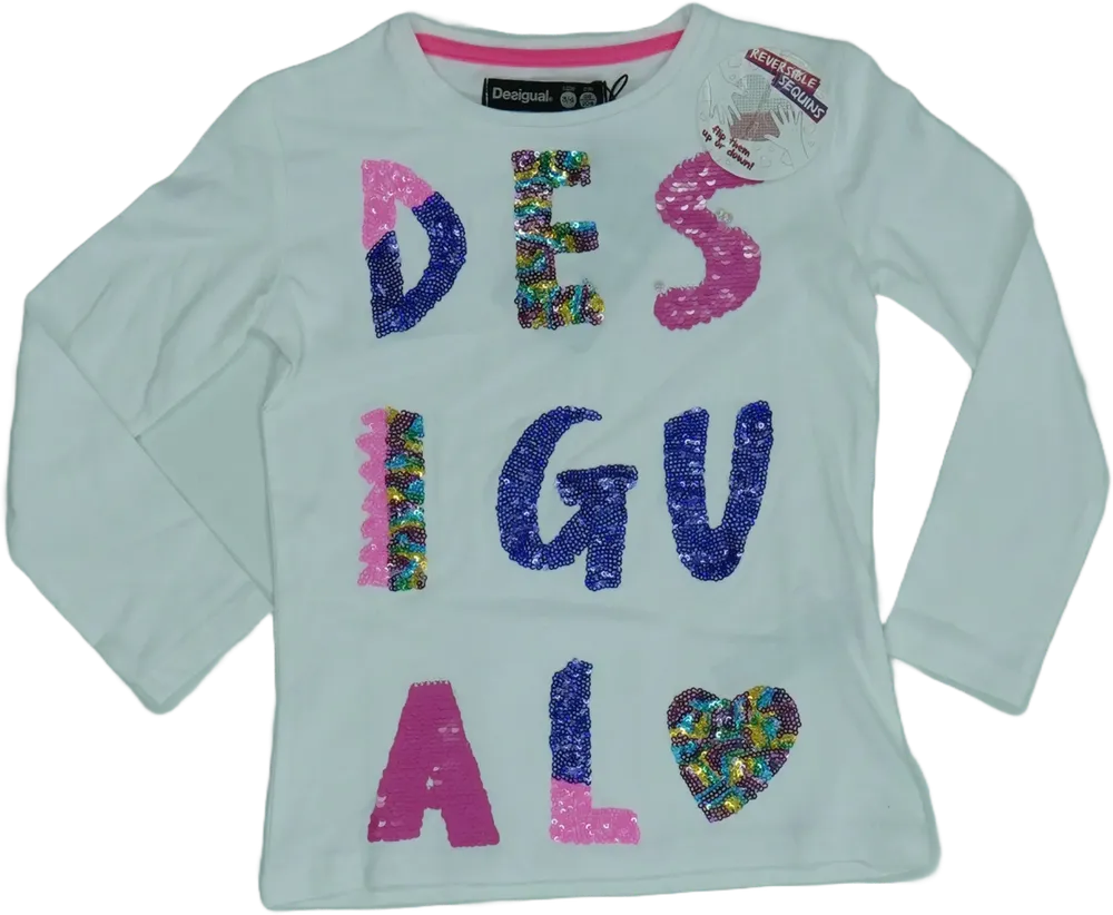 Fehér Desigual Hosszú ujjú felső EU 152 / UK 12 év / US 12 év/L