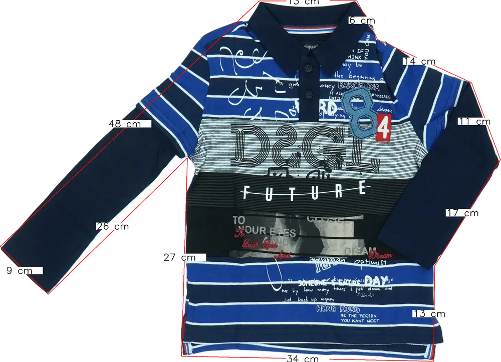 Kék Desigual Galléros póló EU 104 / UK 4 év / US 4T/XS