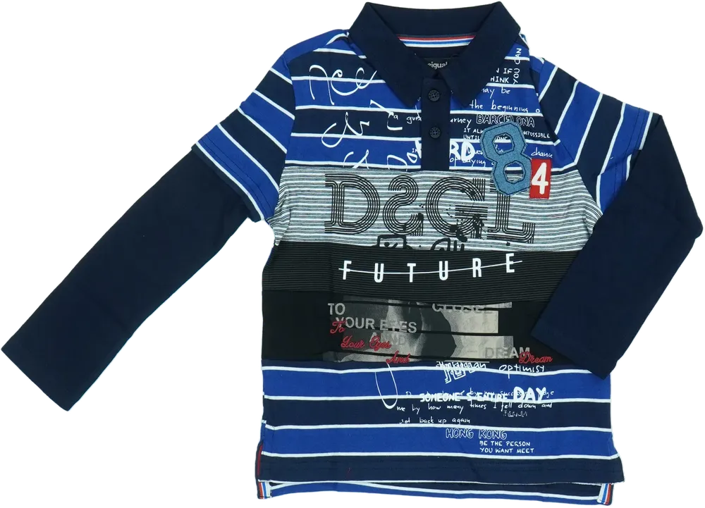 Kék Desigual Galléros póló EU 104 / UK 4 év / US 4T/XS