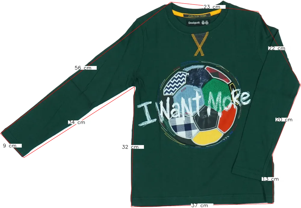 Zöld Desigual Hosszú ujjú felső EU 128 / UK 8 év / US 8 év/M