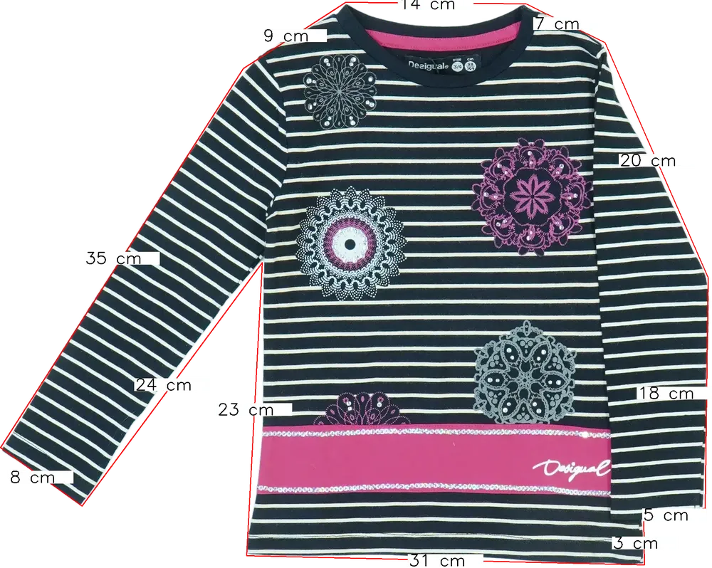 Fekete Desigual Hosszú ujjú felső EU 104 / UK 4 év / US 4T/XS