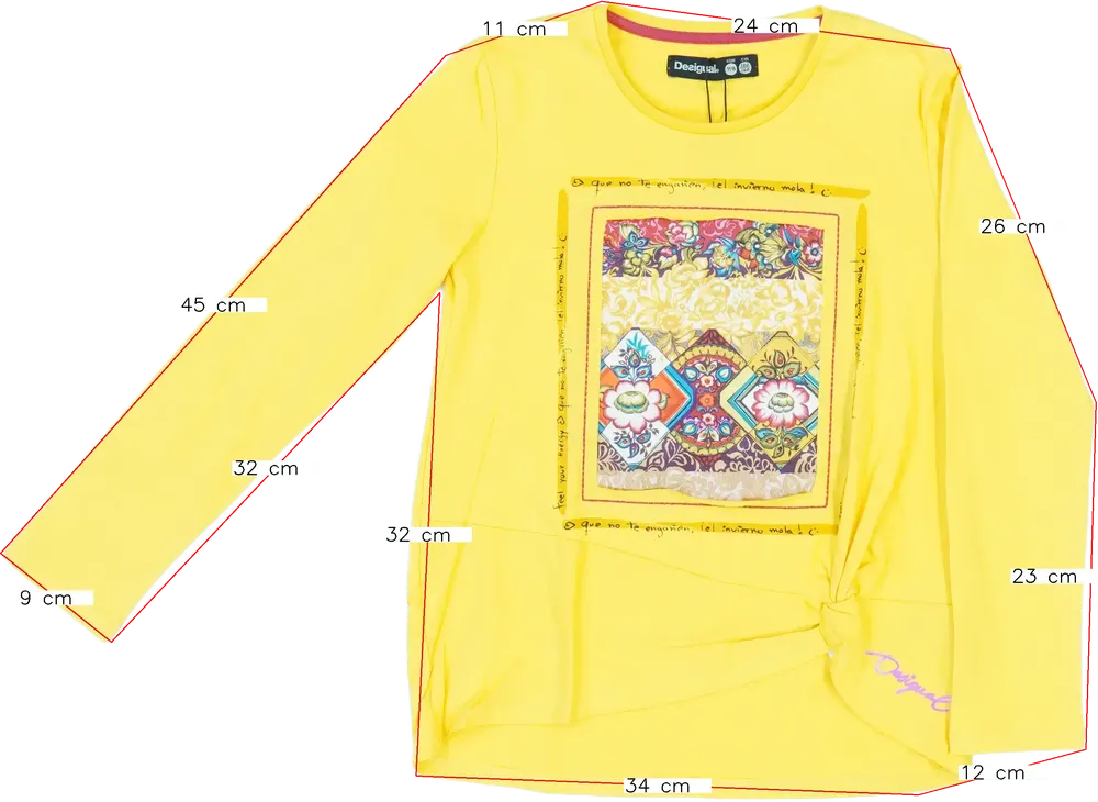 Sárga Desigual Hosszú ujjú felső EU 128 / UK 8 év / US 8 év/M
